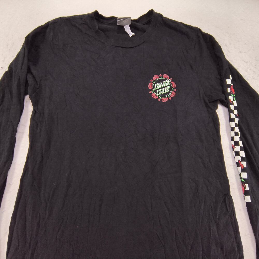 Santa Cruz Casual Graphic Crew Neck Long Sleeve Shirt Mens Size Medium M Black